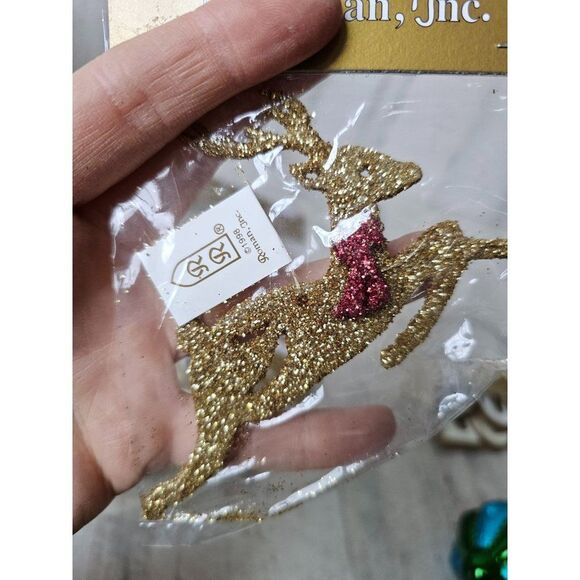 Roman glitter reindeer vintage ornament set unique deer new - Picture 2 of 5